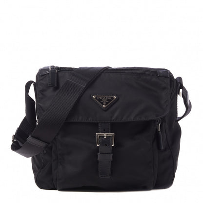 Prada Tessuto Nylon Single Buckle Messenger Bag Black 1 of 8
