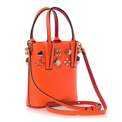 Christian Louboutin Calfskin Empire Spike Studded Mini North South Cabata Tote Red 3 of 10