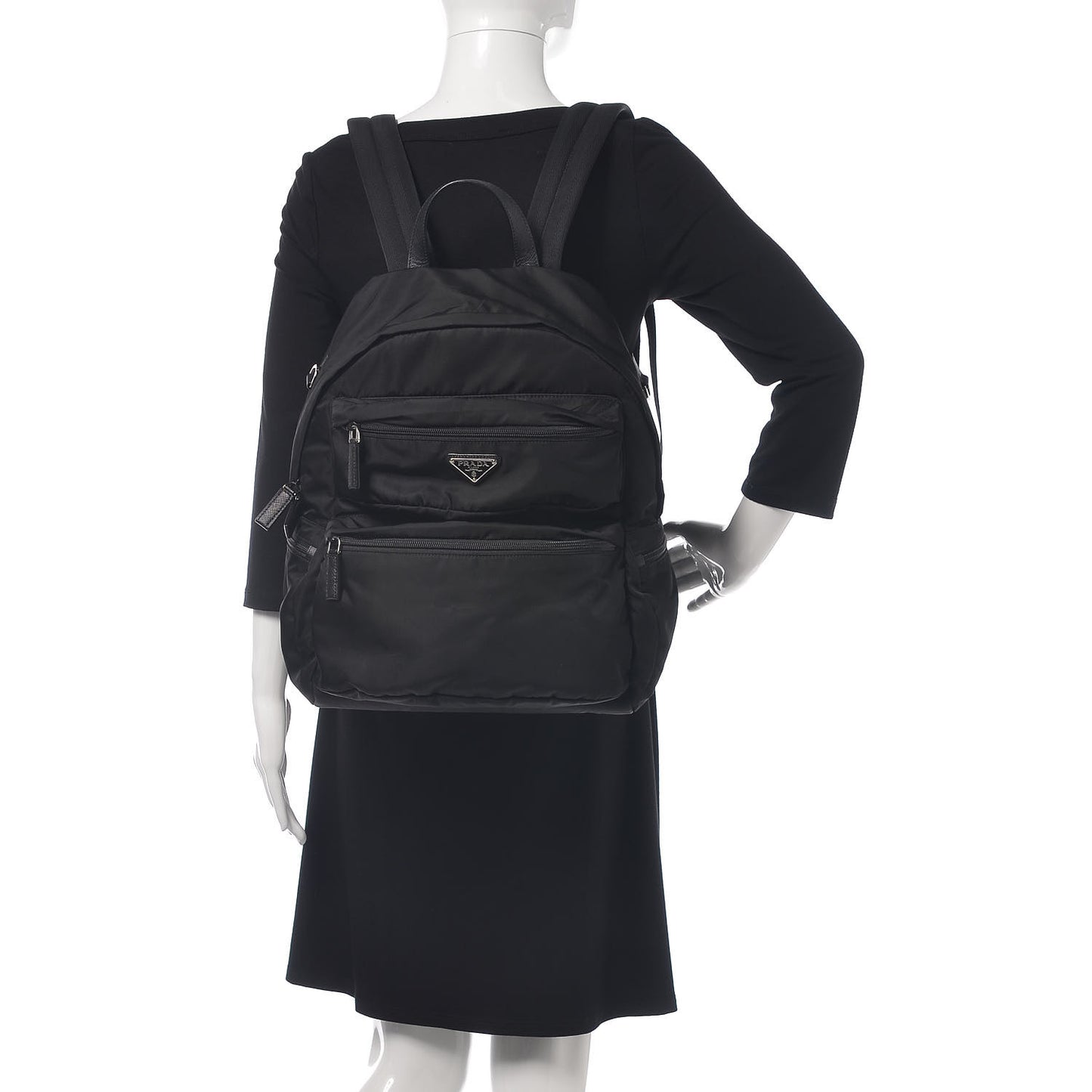 Nylon Montagna Saffiano Day Backpack Black