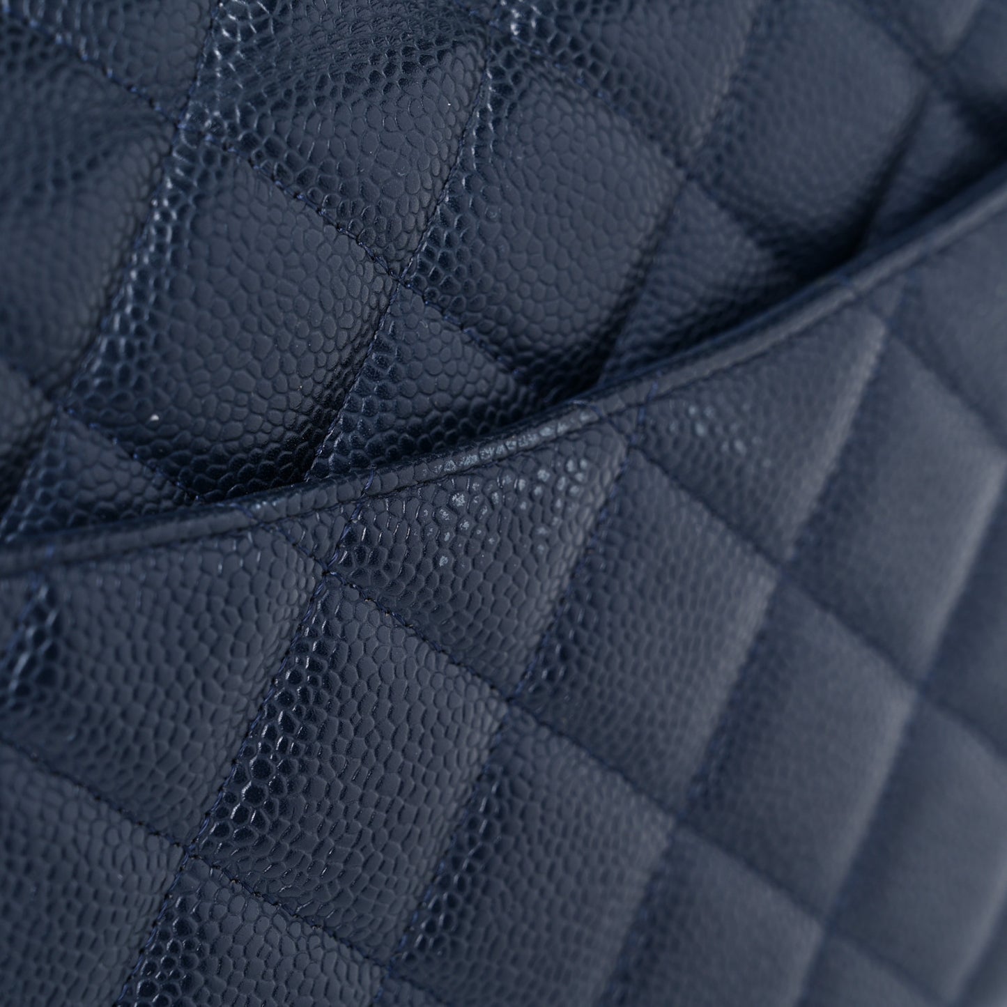 Caviar Quilted Jumbo Double Flap Navy Blue