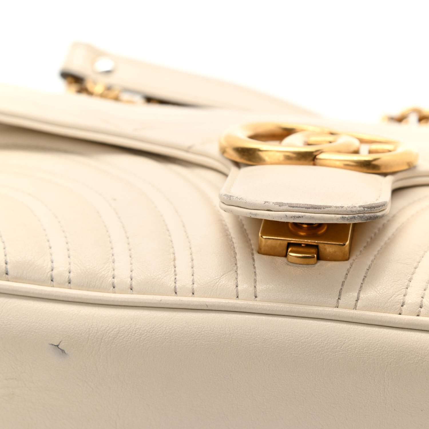 Gucci Calfskin Matelasse Small GG Marmont Shoulder Bag White 16 of 16