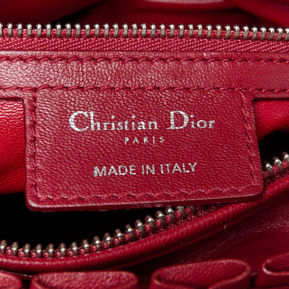 Christian Dior Lambskin Cannage Bow Medium Lady Dior Burgundy 6 of 11