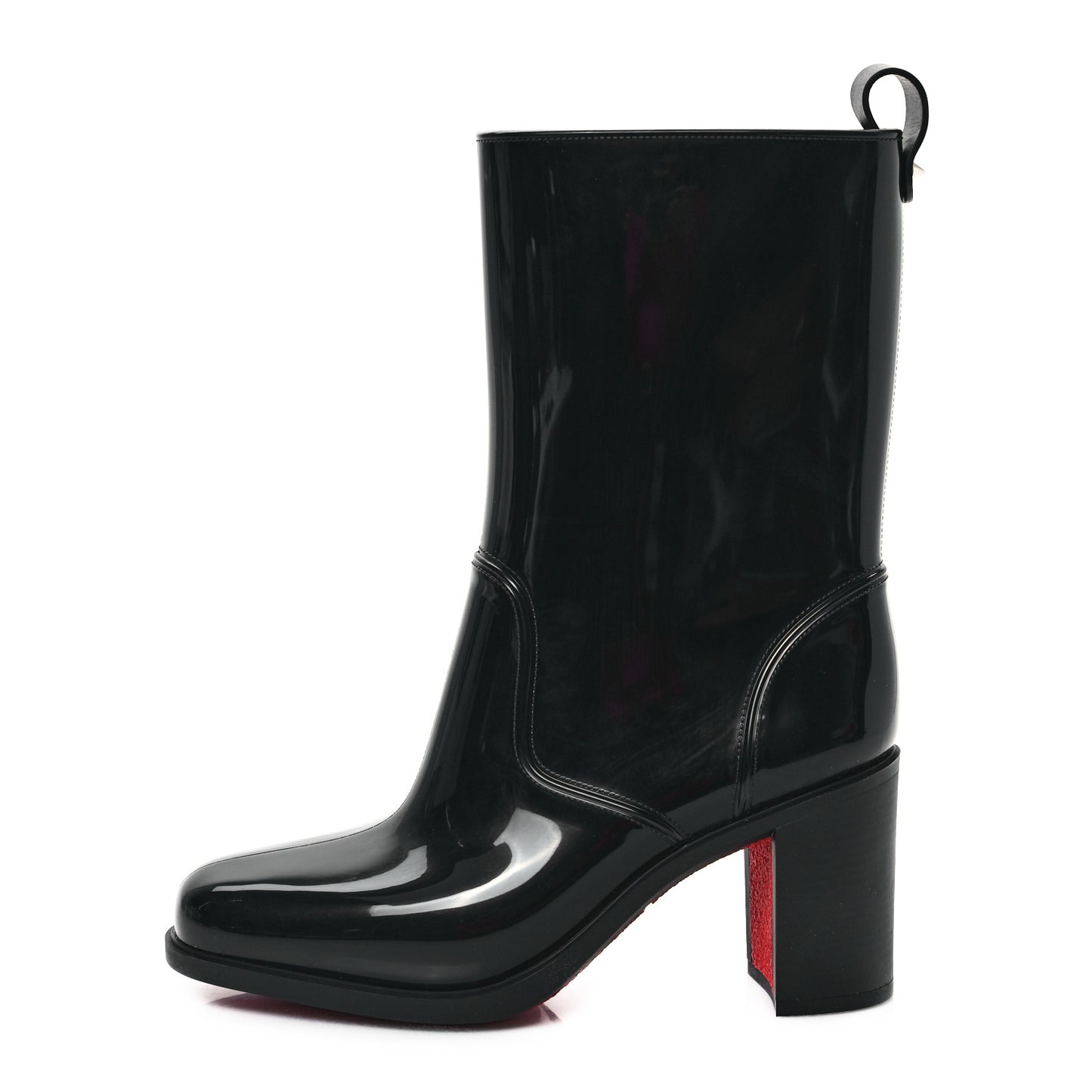 Recycled PVC Calfskin Loubirain 70 Boots 38 Black