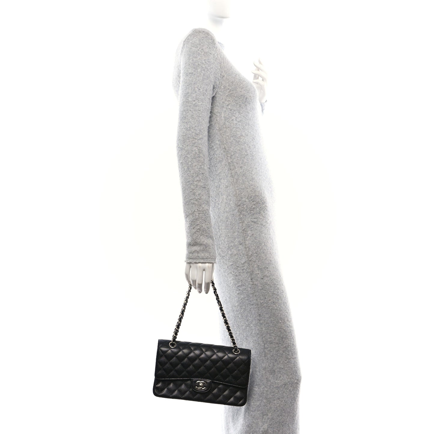 Caviar Quilted Medium Double Flap Black
