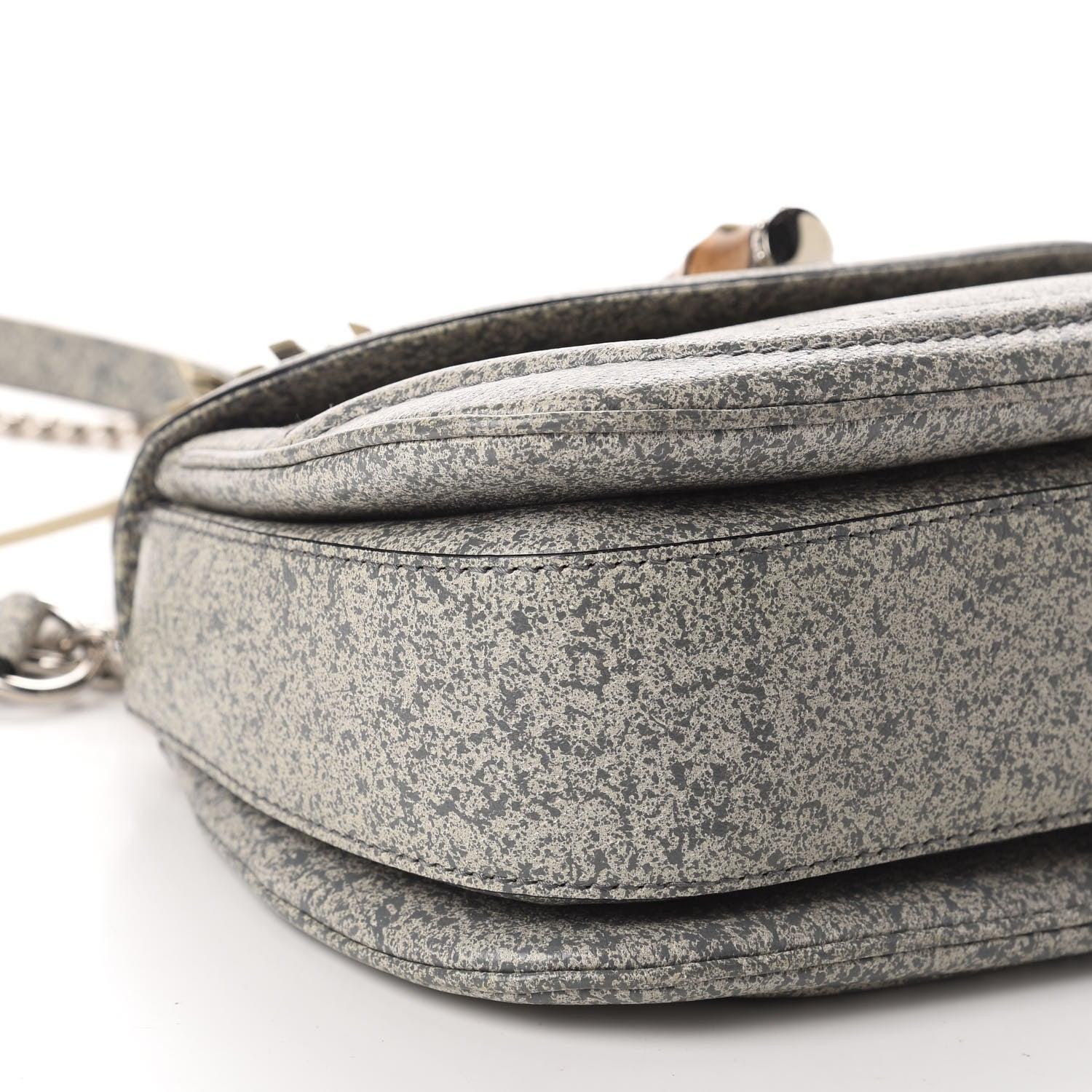 Gucci Calfskin Medium New Bamboo Top Handle Bag Grey White 6 of 11