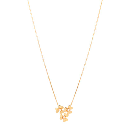 Van Cleef & Arpels 18K Yellow Gold Diamond Mini Frivole 3 Flowers Pendant Necklace 1 of 6