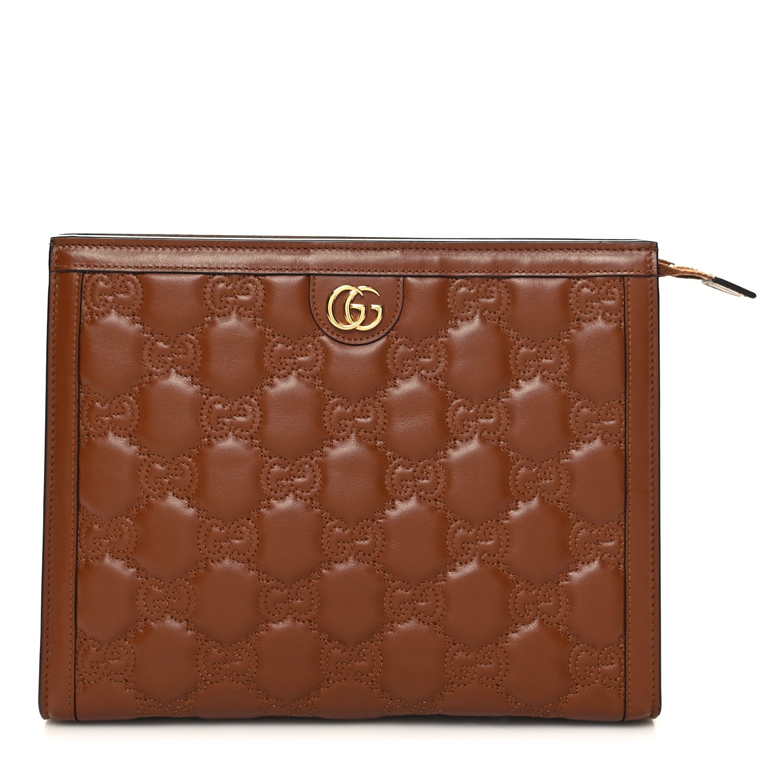 Gucci Calfskin GG Matelasse Pouch Brown 1 of 10