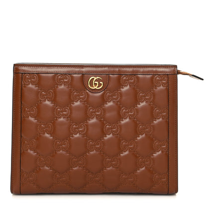 Gucci Calfskin GG Matelasse Pouch Brown 1 of 10