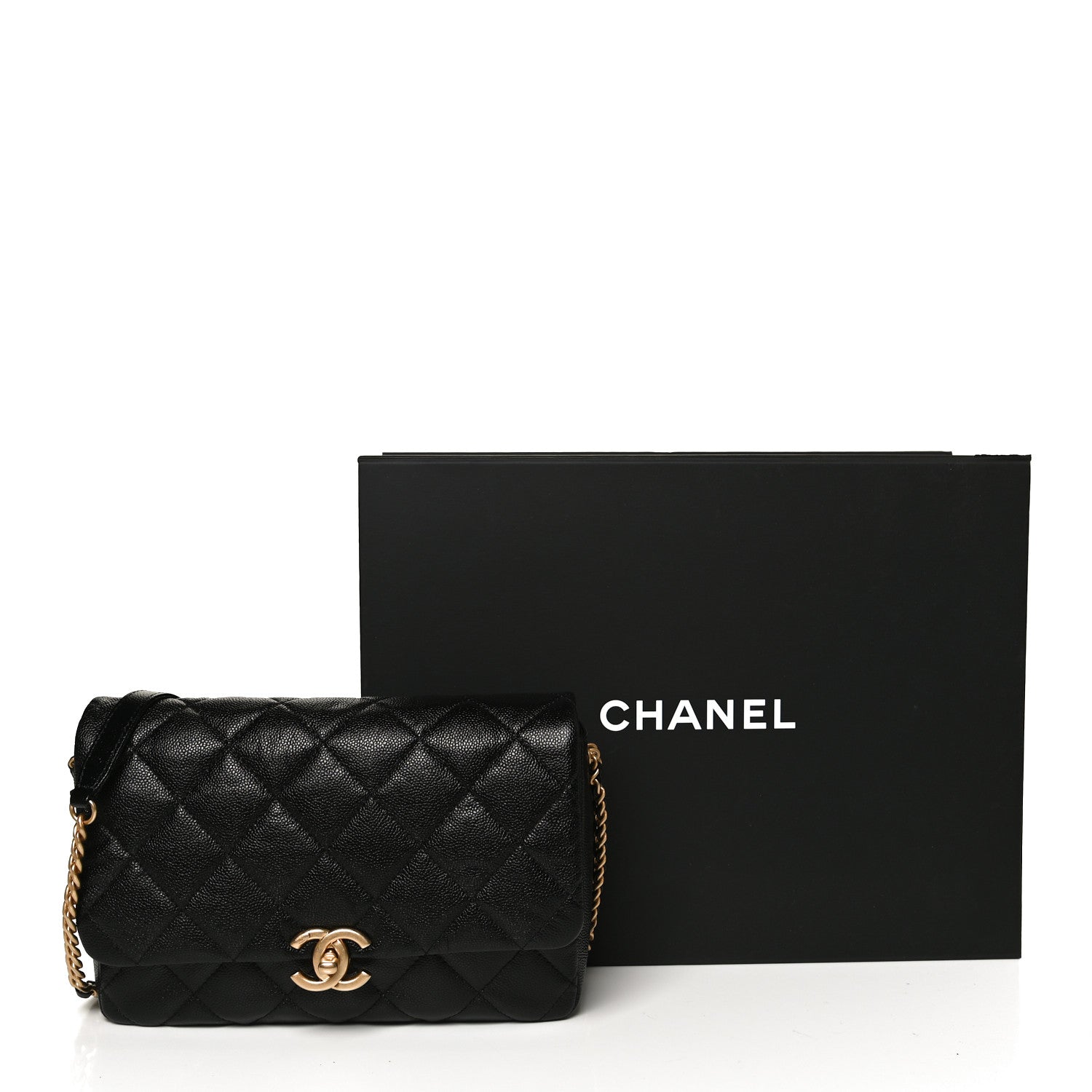 Chanel Shiny Caviar Quilted Large Chain Melody Flap Black 11 of 11