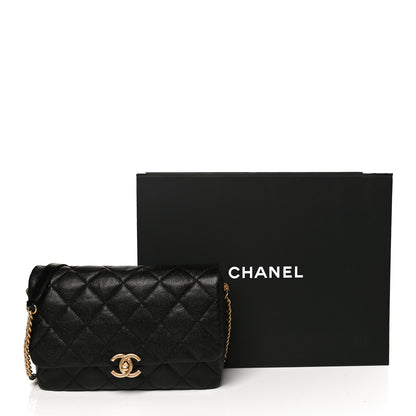 Chanel Shiny Caviar Quilted Large Chain Melody Flap Black 11 of 11