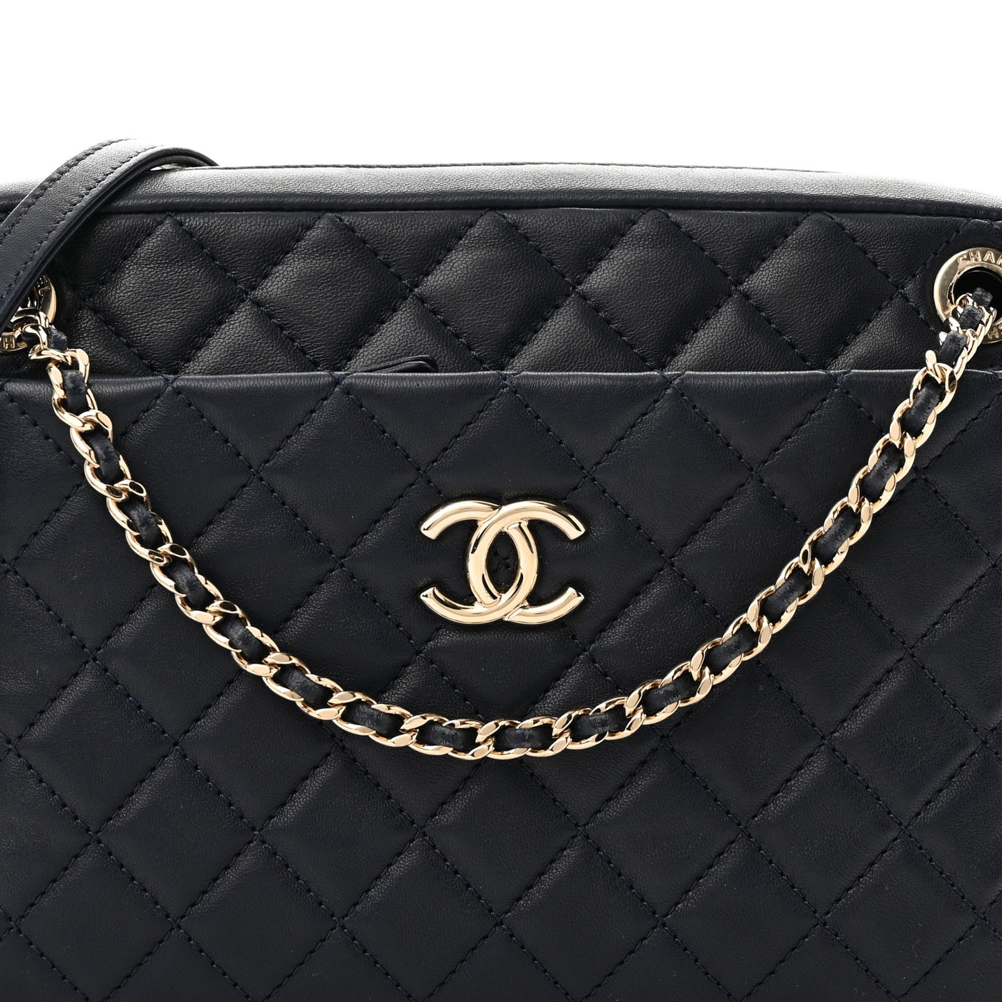 Lambskin Quilted Camera Case Navy