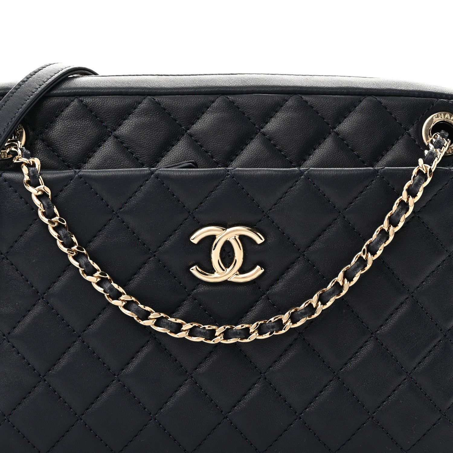Chanel Lambskin Quilted Camera Case Navy 8 of 10