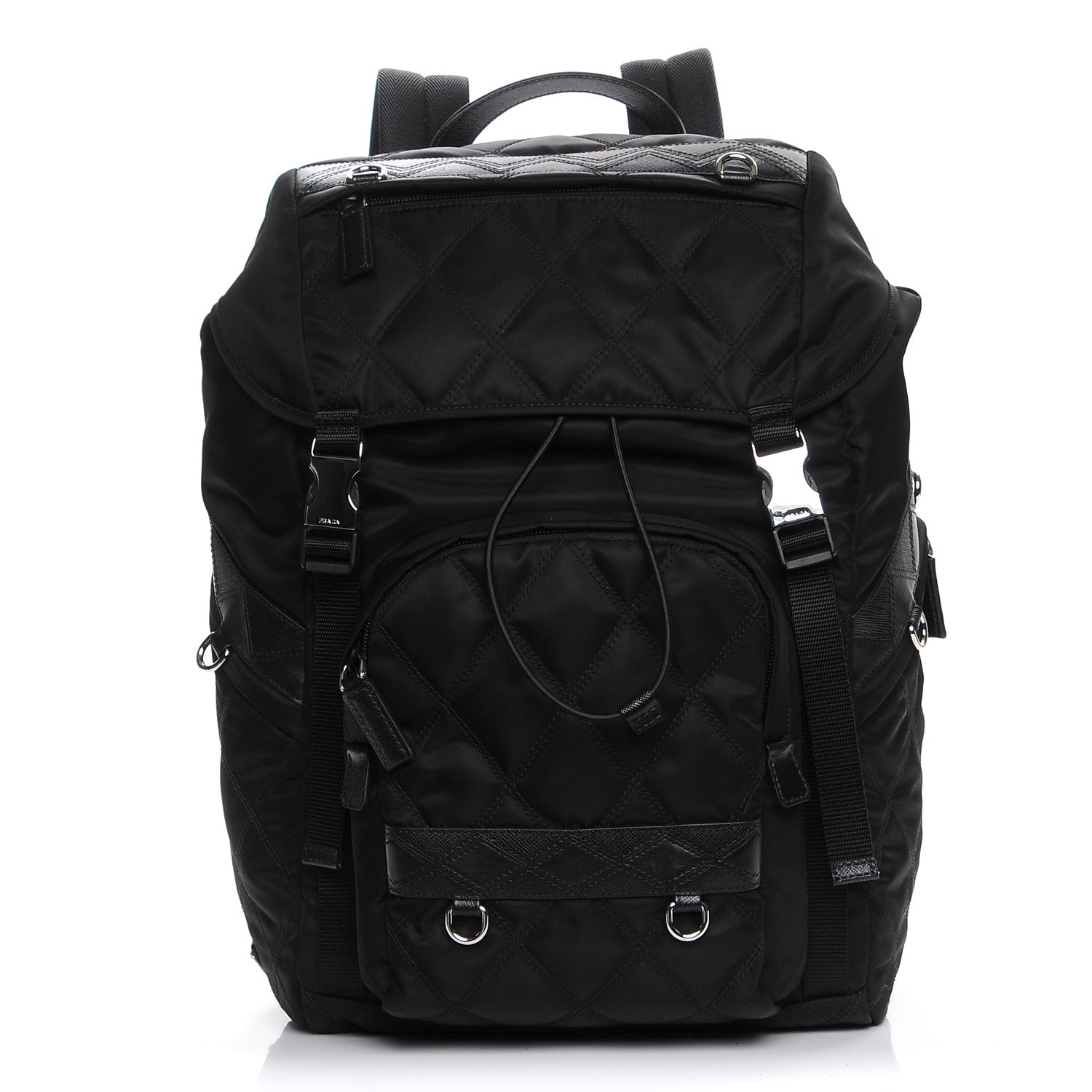 Prada Nylon Impunturato Double Buckle Backpack Black 1 of 9