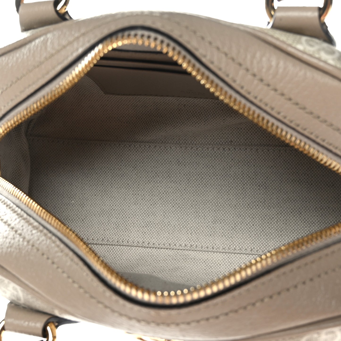GG Supreme Monogram Textured Dollar Calfskin Web Mini Ophidia Top Handle Bowler Bag Beige Mystic White Oatmeal