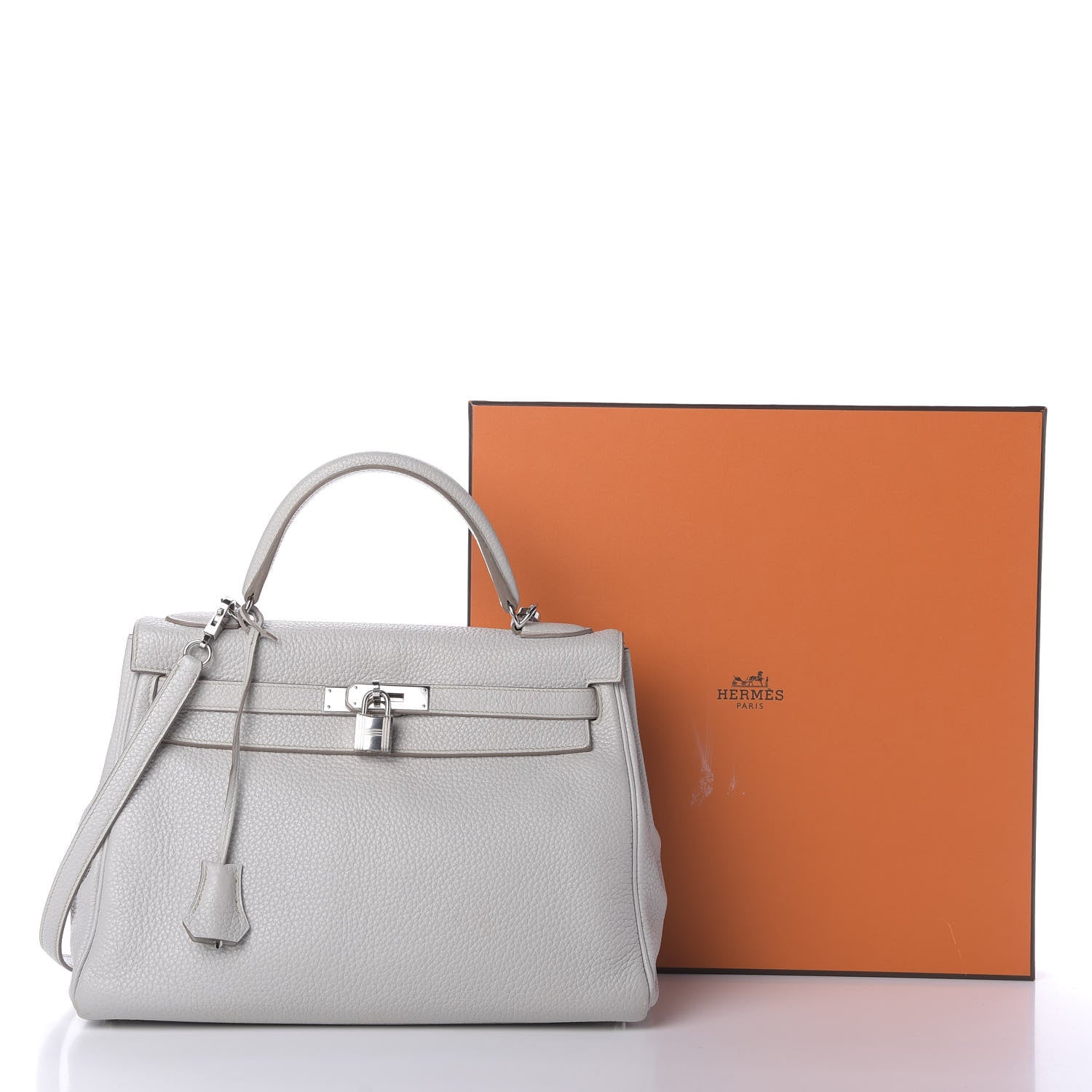 Hermes Taurillon Clemence Kelly Retourne 32 Gris Perle 10 of 13