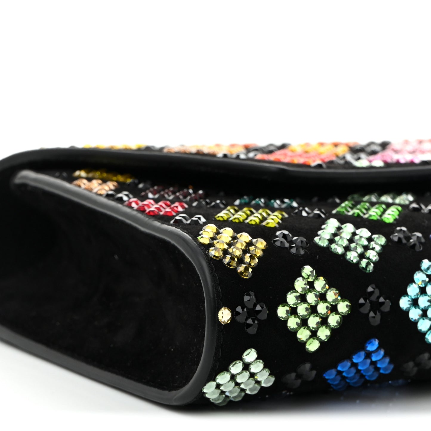 Suede Strass Arlequin Vero Dodat Clutch Black Multicolor