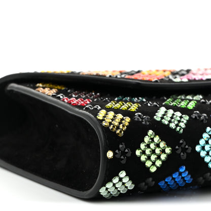 Christian Louboutin Suede Strass Arlequin Vero Dodat Clutch Black Multicolor 7 of 9