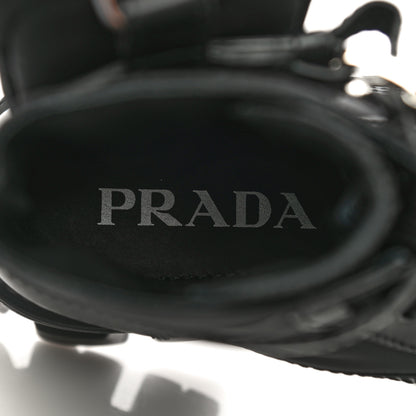 Prada Spazzolato Rois Re-Nylon Metal Triangle Logo Monolith Pouch Pocket 55mm Boots 35 Black 10 of 13