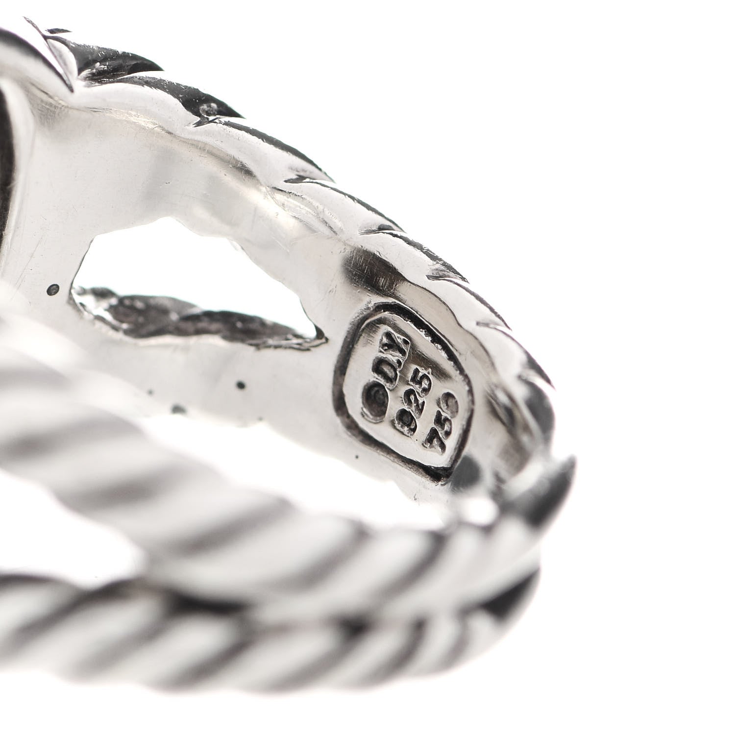 David Yurman Sterling Silver 18K Yellow Gold Diamond Champagne Citrine 14mm Albion Ring 54 7 5 of 6