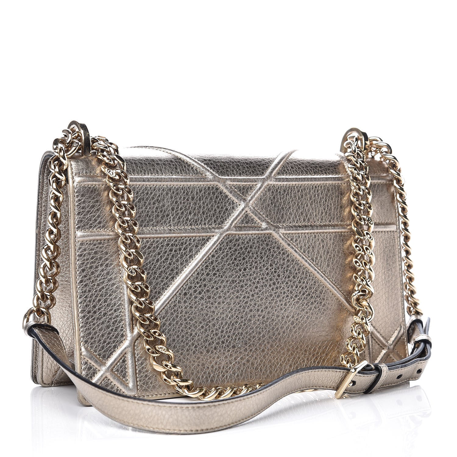 Christian Dior Metallic Grained Calfskin Medium Diorama Flap Bag Gold 3 of 15