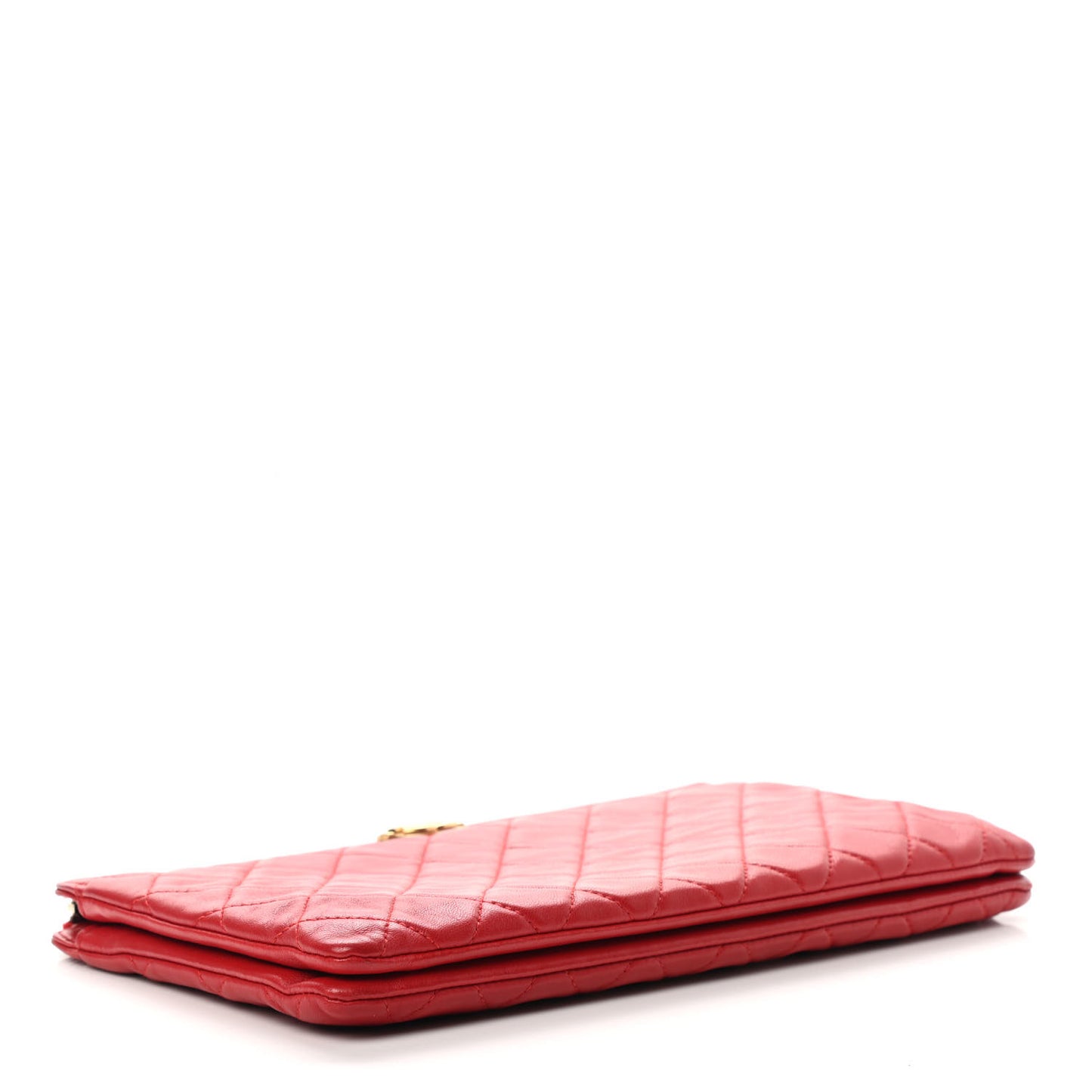 Lambskin Quilted Small Zipped Boy Pouch Red