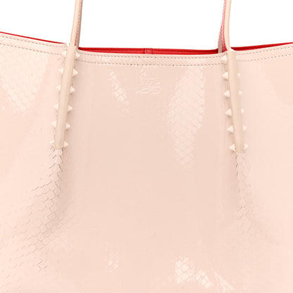 Christian Louboutin Patent Snakeskin Embossed Spiked Cabarock Shopper Tote Leche 7 of 13