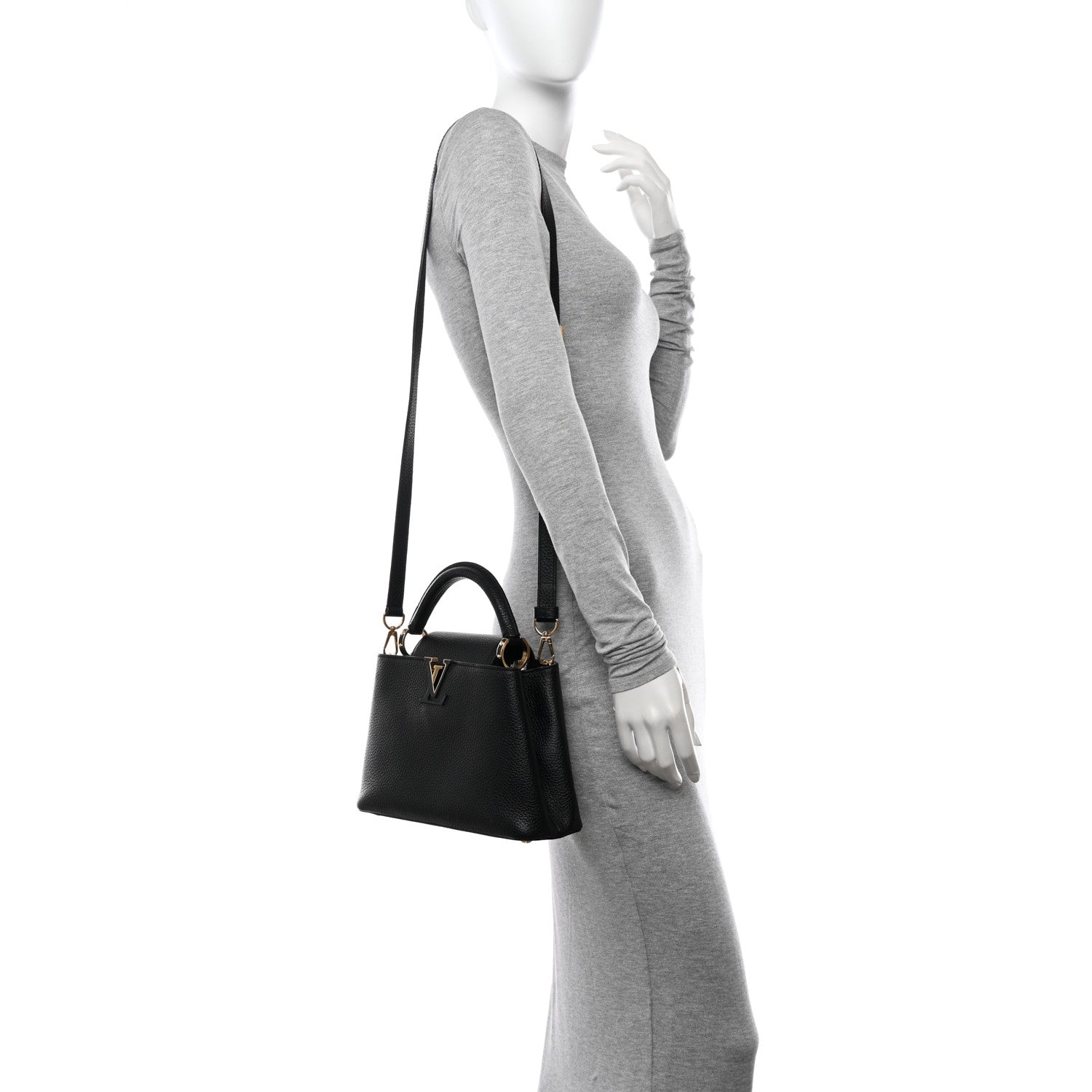 Louis Vuitton Taurillon Capucines BB Black 2 of 14