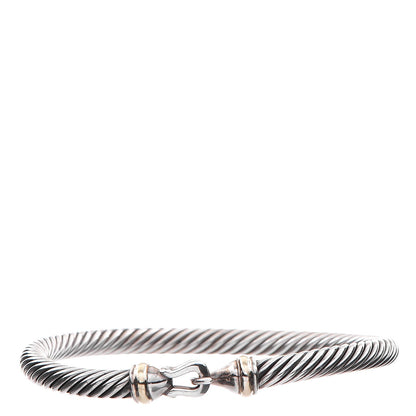 David Yurman Sterling Silver 18K Yellow Gold 5mm Cable Classic Buckle Bracelet 1 of 4