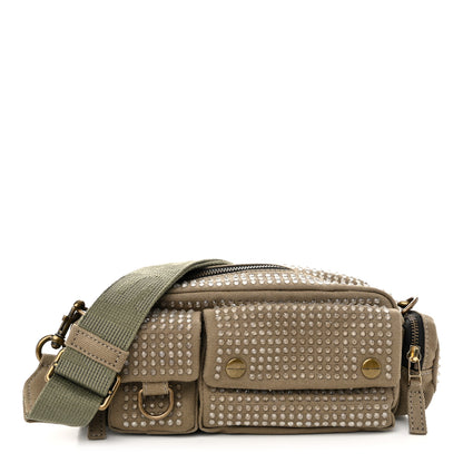 Marc Jacobs Cotton Canvas Crystal Embellished The Cargo Bag Slate Green 1 of 10