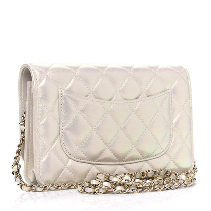 Chanel Iridescent Lambskin Quilted Wallet On Chain WOC Ivory 2 of 4