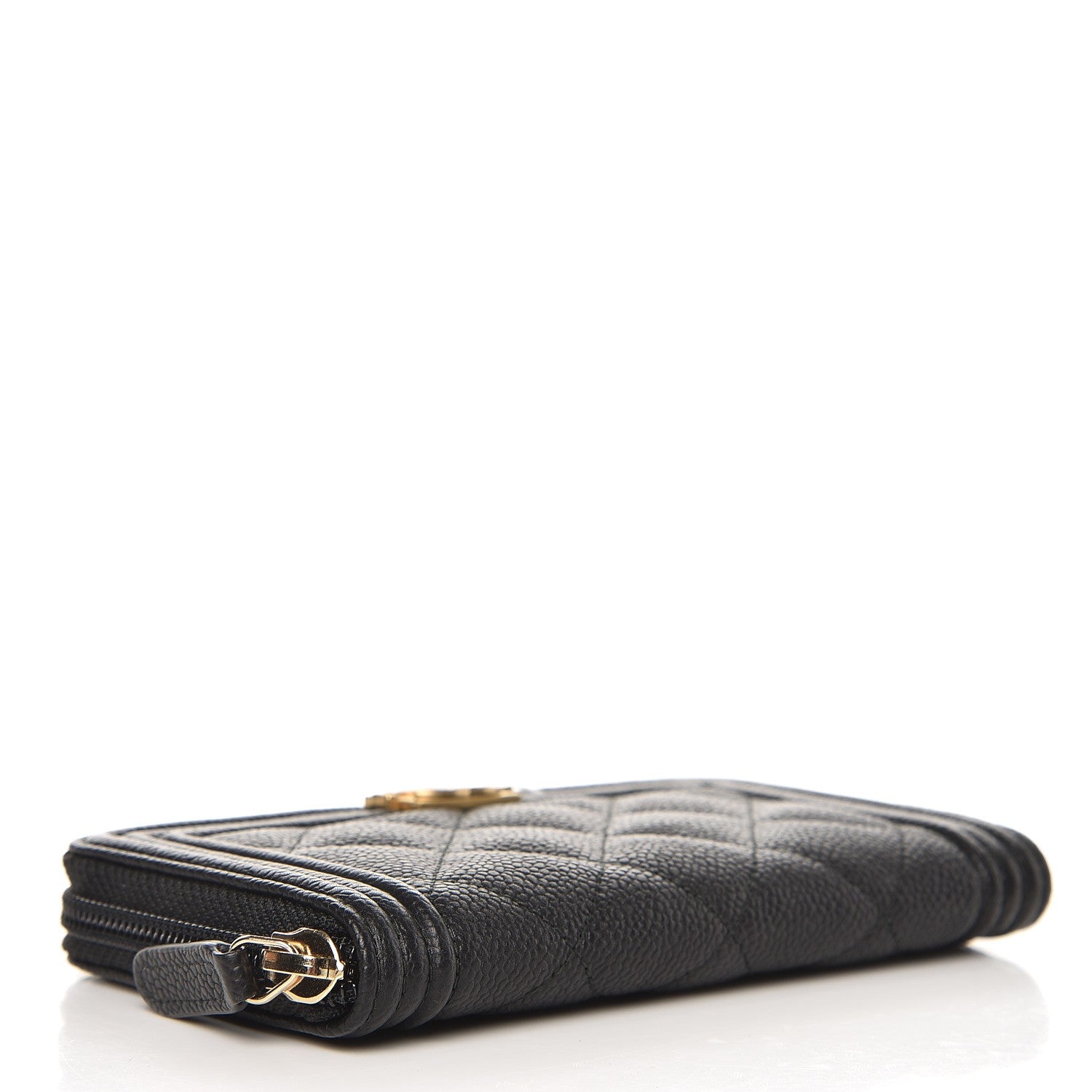 Chanel Caviar Quilted Boy Small Zip Around Wallet Black 4 of 9