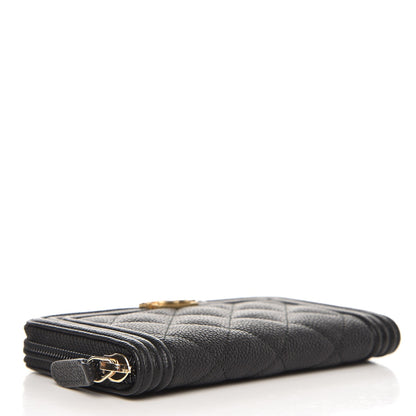 Chanel Caviar Quilted Boy Small Zip Around Wallet Black 4 of 9