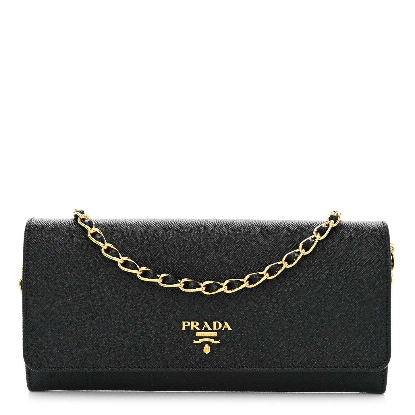 Saffiano Metal Oro Chain Wallet Black