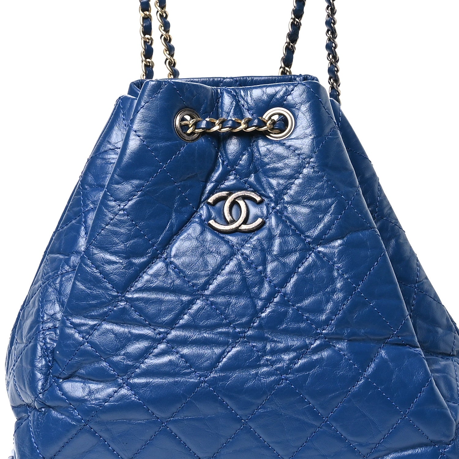 Chanel Aged Calfskin Quilted Gabrielle Backpack Blue 8 of 11