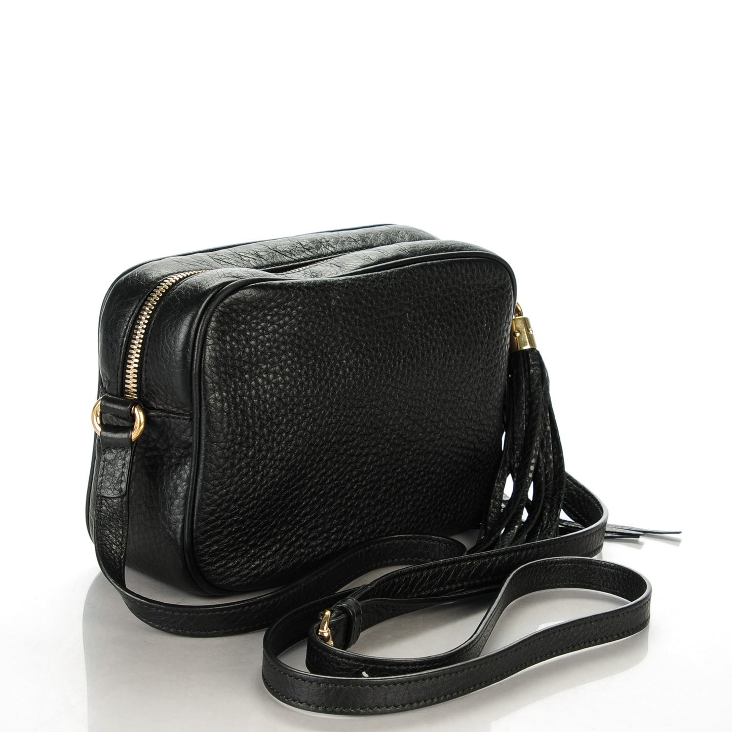 Pebbled Calfskin Small Soho Disco Bag Black