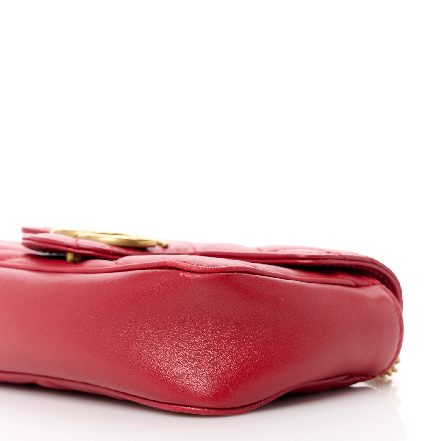 Gucci Calfskin Matelasse Super Mini GG Marmont Shoulder Bag Hibiscus Red 10 of 13