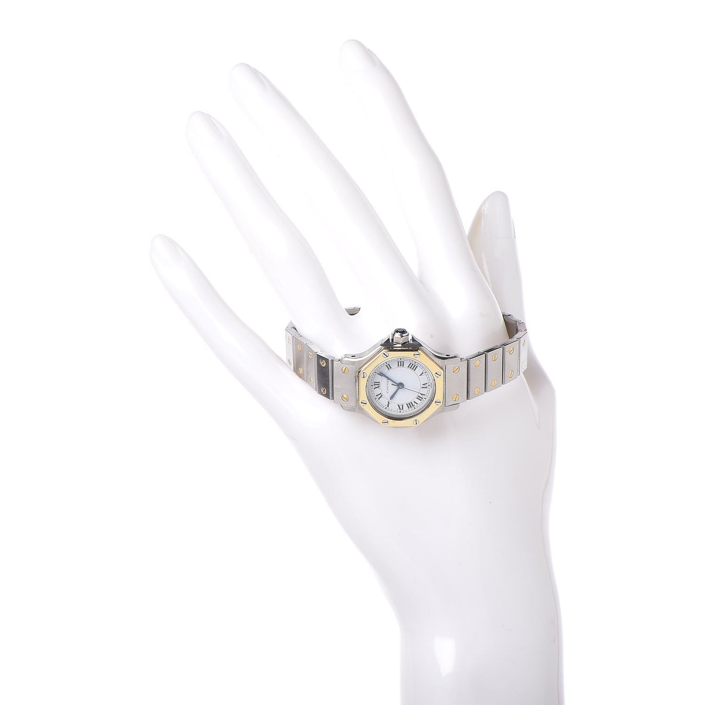Stainless Steel 18K Yellow Gold 25mm Santos Octagon Automatic Watch