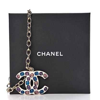 Chanel Beaded Large CC Pendant Necklace Gold Multicolor 5 of 5