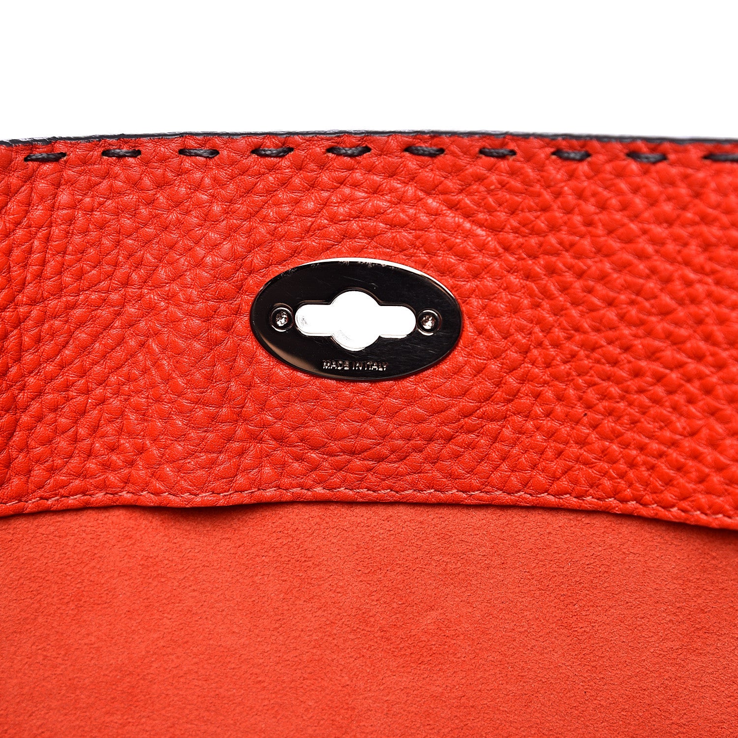 Fendi Cuoio Romano Selleria Bi-Color Large Carla Shopping Tote Asfalto Papavero 5 of 10