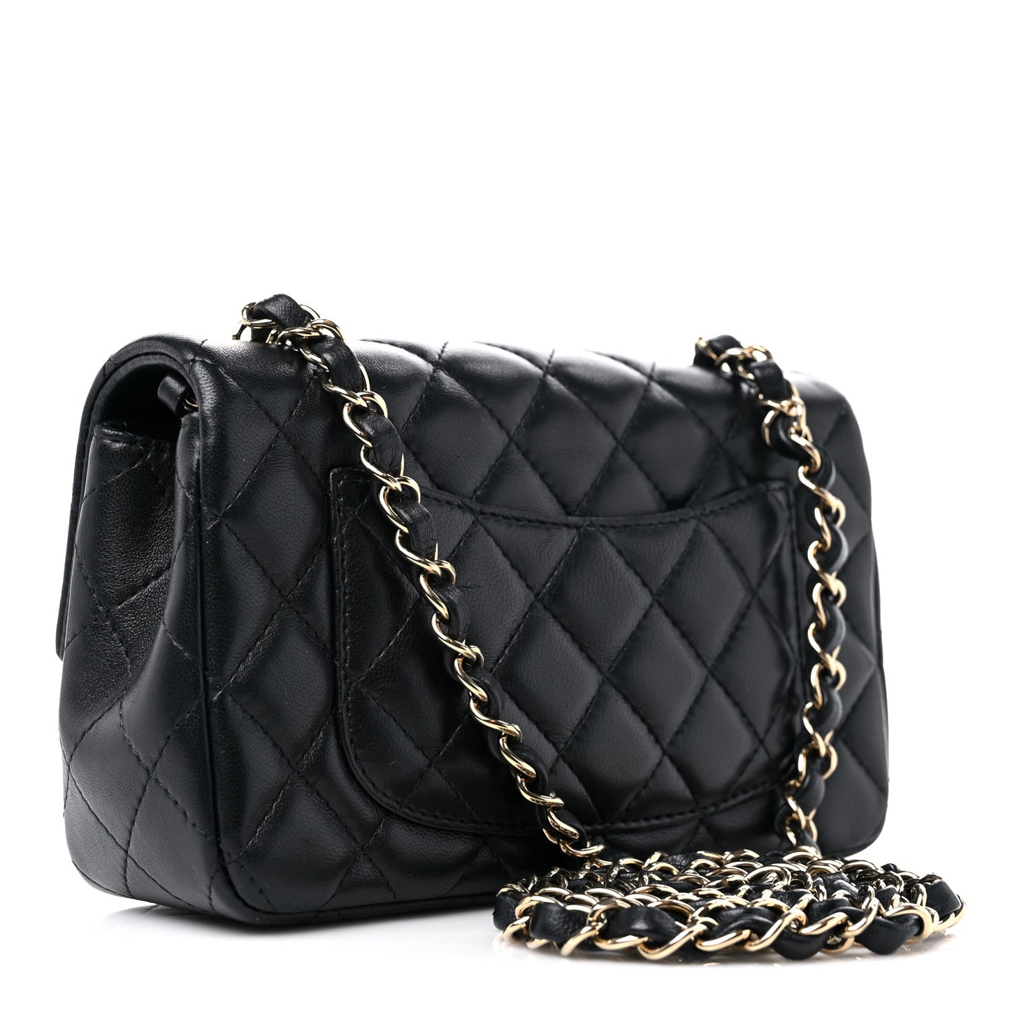 Lambskin Quilted Mini Rectangular Flap Black