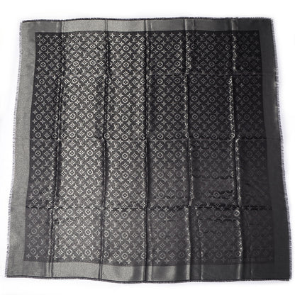 Louis Vuitton Silk Lurex Wool Monogram Shine Shawl Black 3 of 5