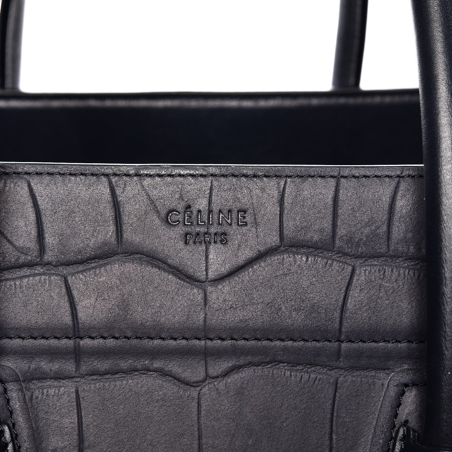 Crocodile Embossed Nubuck Medium Phantom Luggage Navy Blue
