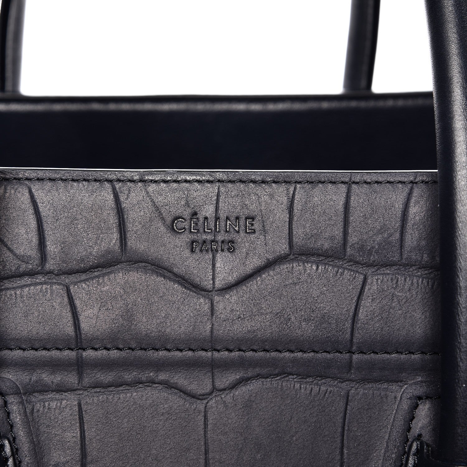 Celine Crocodile Embossed Nubuck Medium Phantom Luggage Navy Blue 8 of 15
