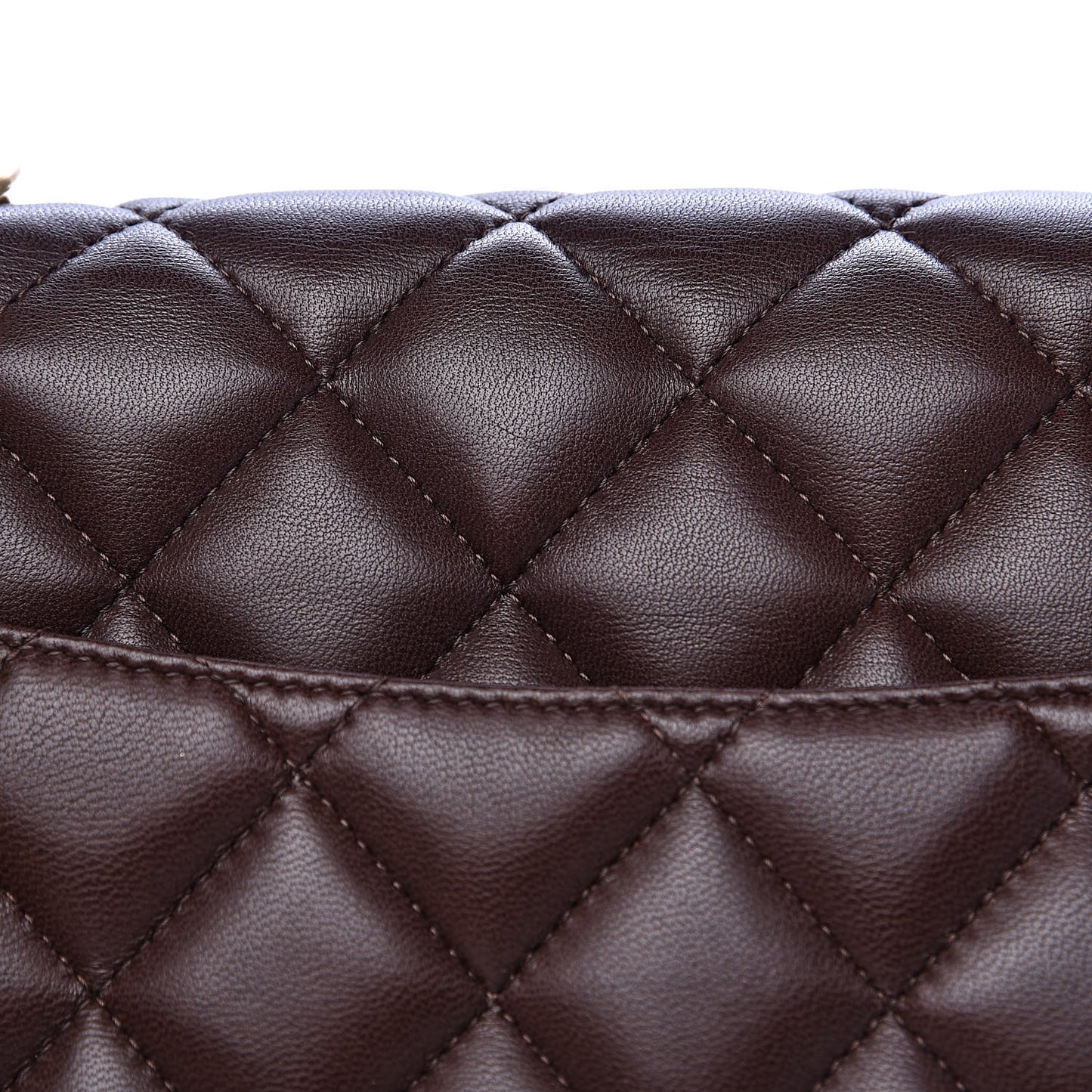 Lambskin Quilted Jumbo Single Flap Dark Brown