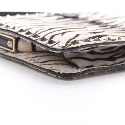 Valentino Garavani Pony Hair Zebra Rockstud Frame Bag Black Ivory 8 of 13