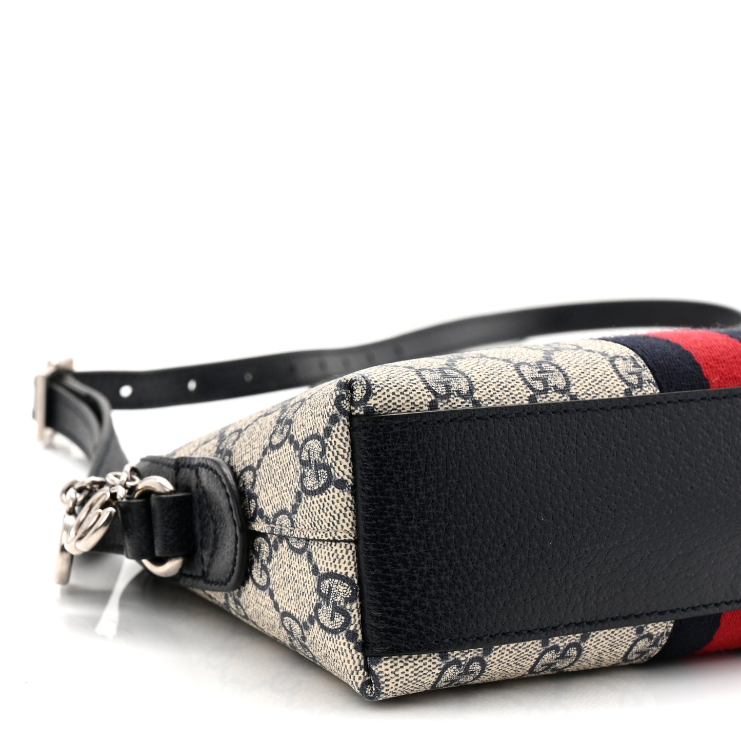 GG Supreme Monogram Textured Dollar Calfskin Web Small Ophidia Dome Shoulder Bag Beige Blue