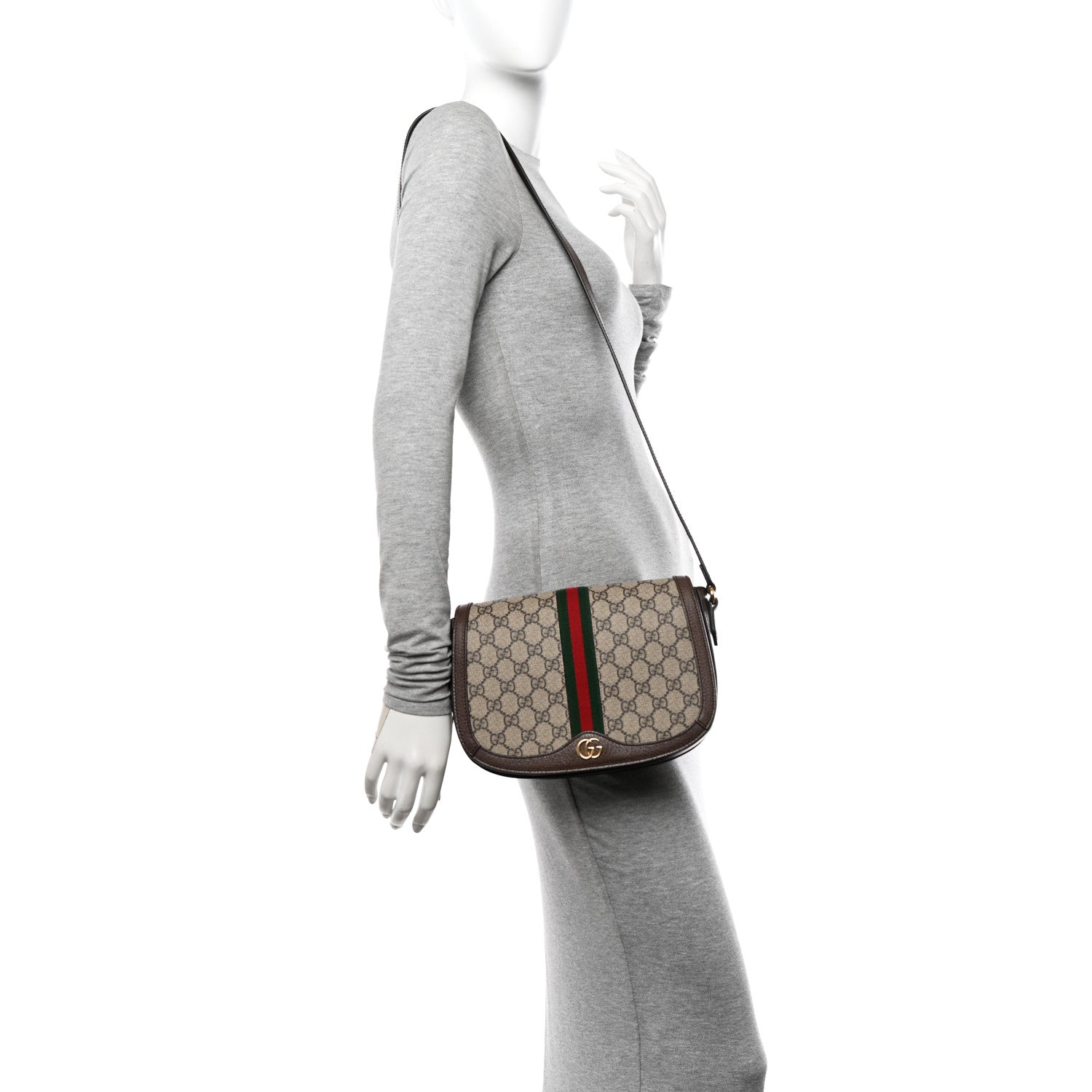 Gucci GG Supreme Monogram Web Small Ophidia Flap Messenger Bag Brown 2 of 10