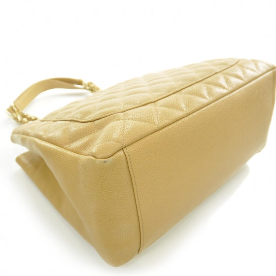 Caviar Quilted Grand Shopping Tote GST Beige