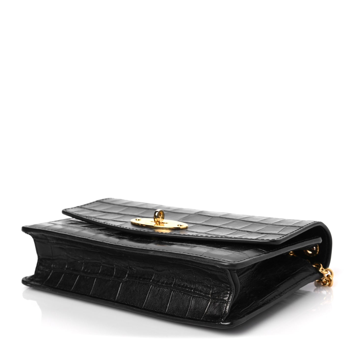 Crocodile Embossed Calfskin Small Darley Black