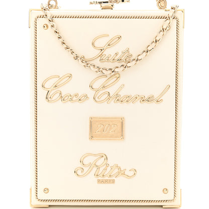 Chanel Lambskin Room Card Minaudiere Evening Bag White Gold 8 of 12